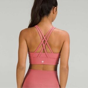 Lululemon Sports Energy Bra Top, High-neck Longline, Dusty Rose, Size 4.